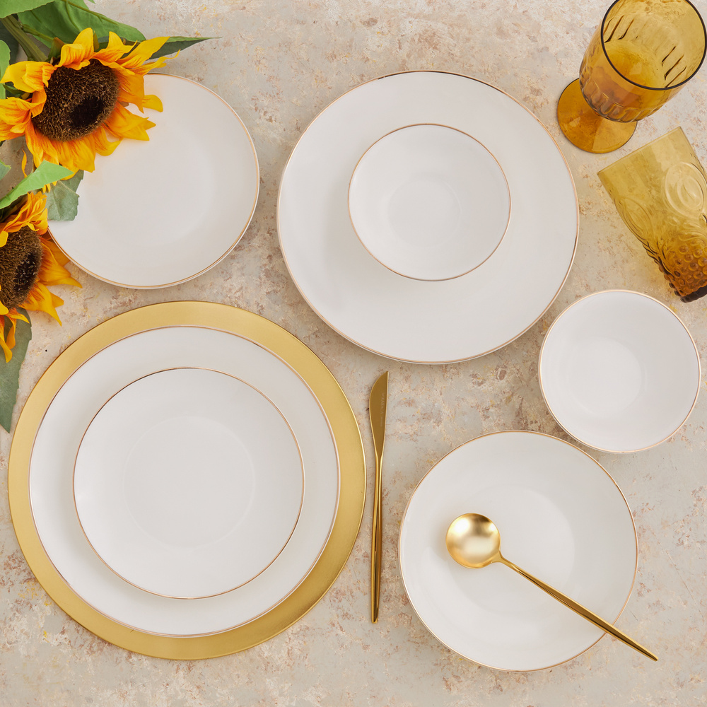Karaca Elegance Bone Alicia 24 Parça 6 Kişilik Yemek Takımı Gold görseli 1