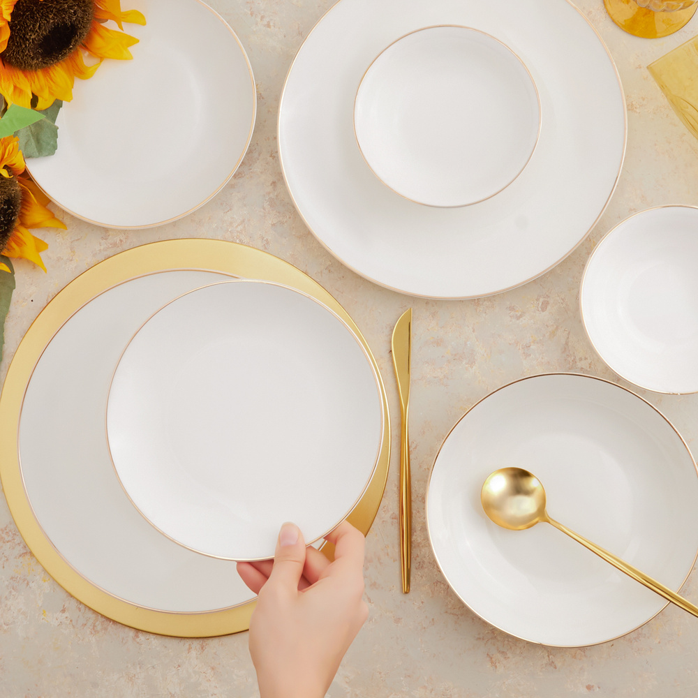 Karaca Elegance Bone Alicia 24 Parça 6 Kişilik Yemek Takımı Gold görseli 3