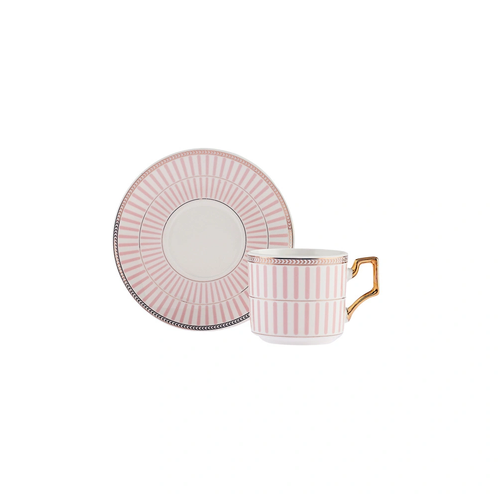  Karaca Jolly Pink Thin Line  6 Kişilik Kahve Fincan Takımı 100 ml görseli 5