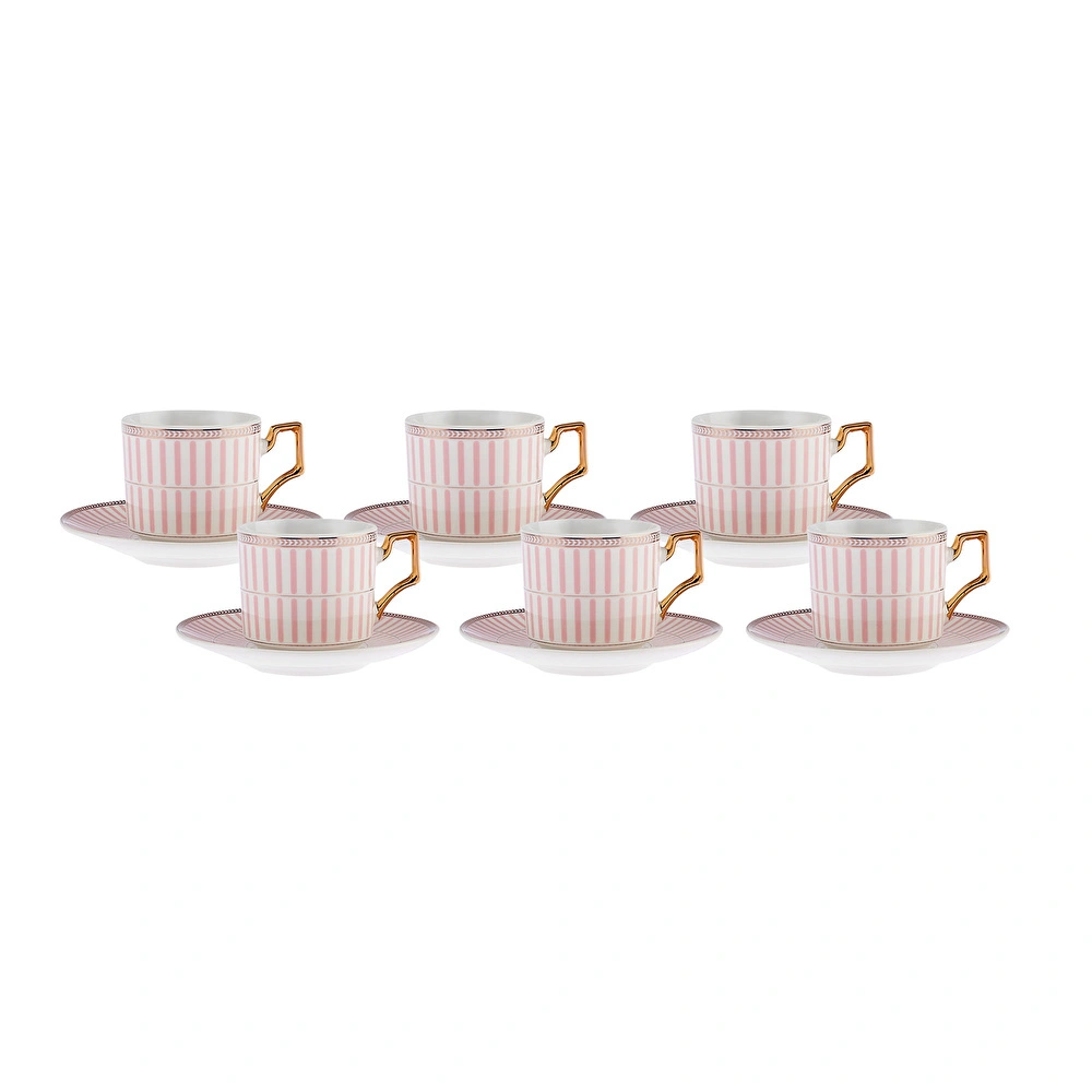  Karaca Jolly Pink Thin Line  6 Kişilik Kahve Fincan Takımı 100 ml görseli 3
