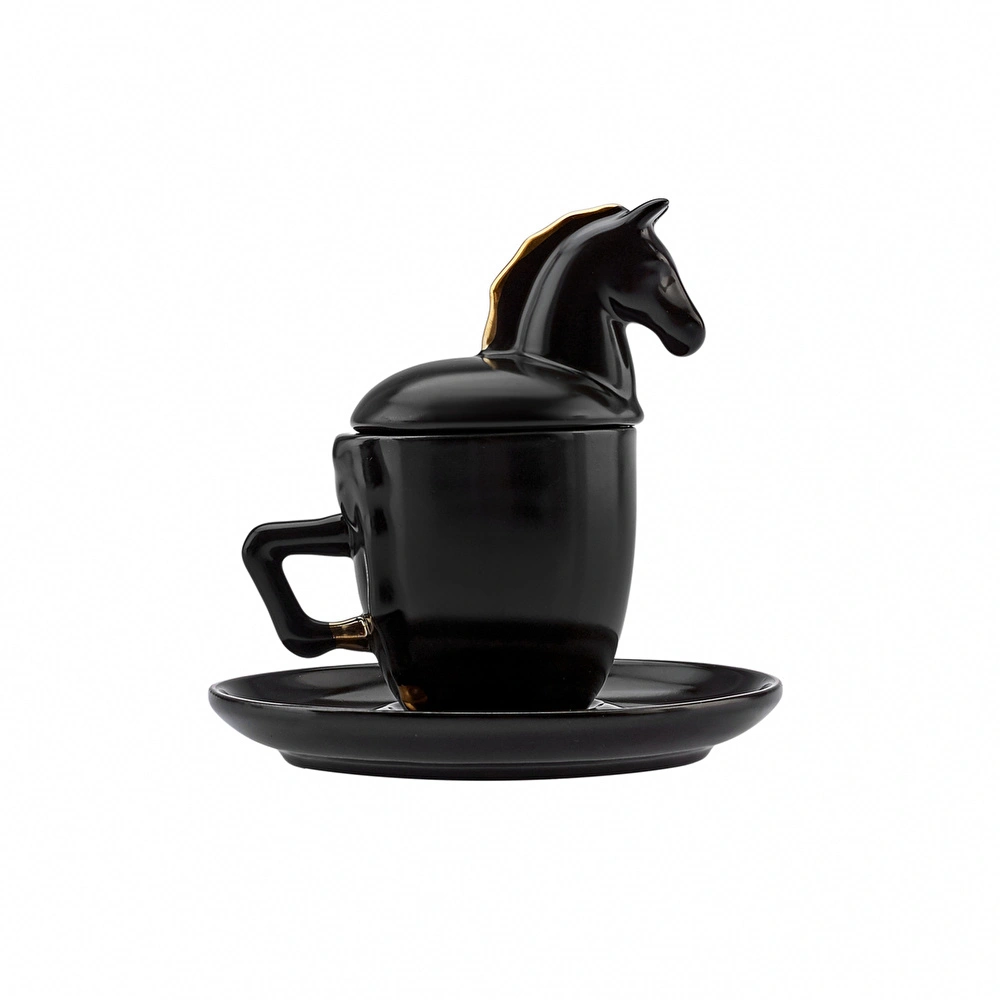 Karaca Black Horse 2 Kişilik Kahve Fincan Takımı 90 ml görseli 7