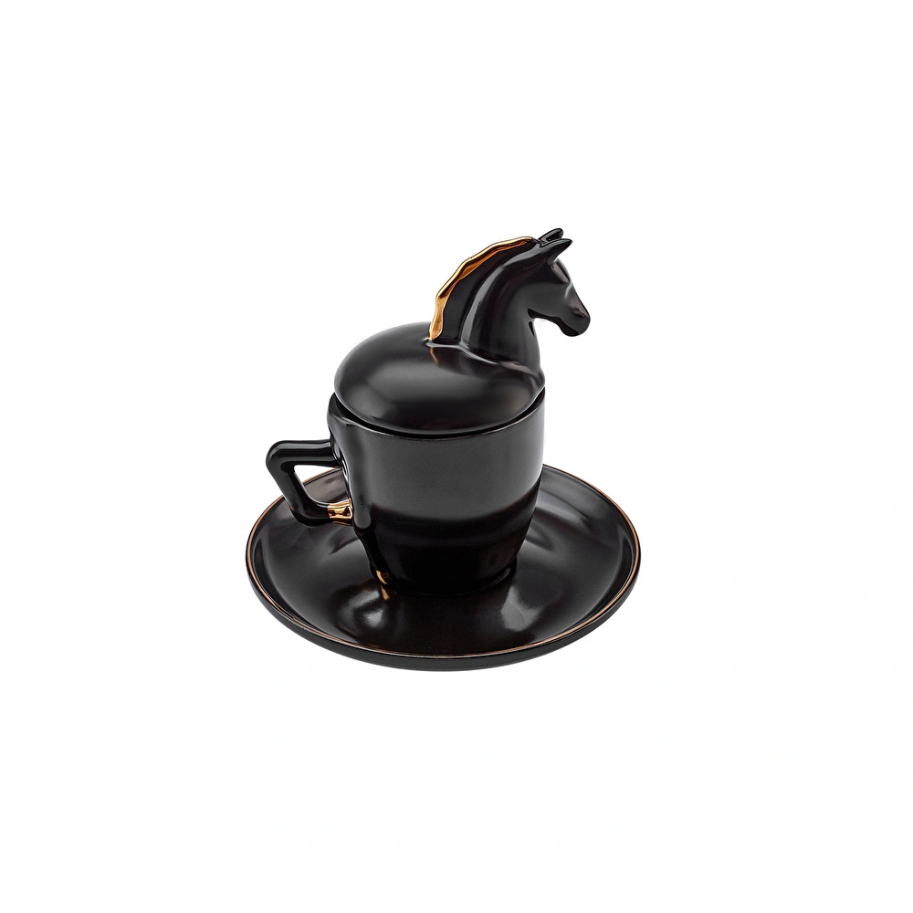 Karaca Black Horse 2 Kişilik Kahve Fincan Takımı 90 ml görseli 5
