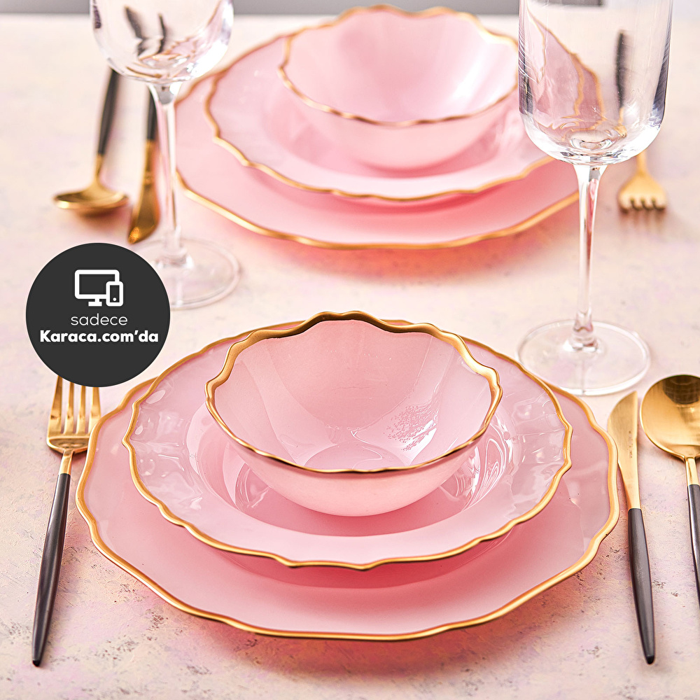 Karaca Empire New Pembe 18 Parça 6 Kişilik Yemek Takımı görseli 1