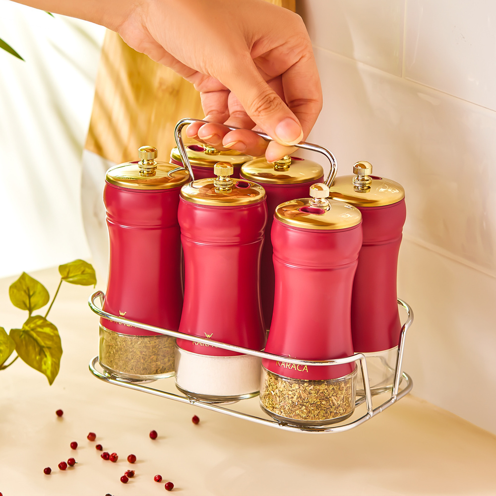 Karaca Gold Berry 7 Parça Kare Cam Baharat Takımı görseli 3
