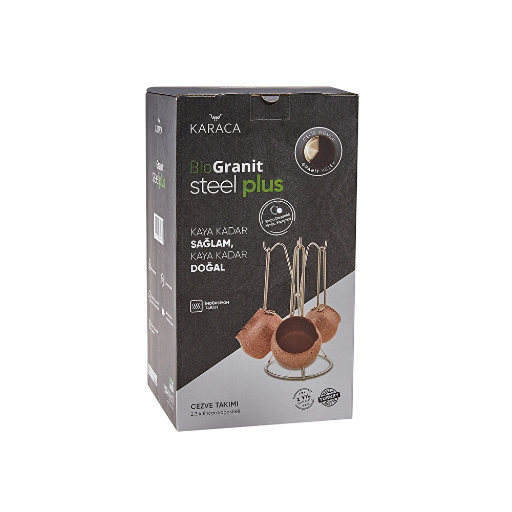 KARACA BİOGRANİT STEEL PLUS CEZVE TAKIMI SİYAH görseli 8