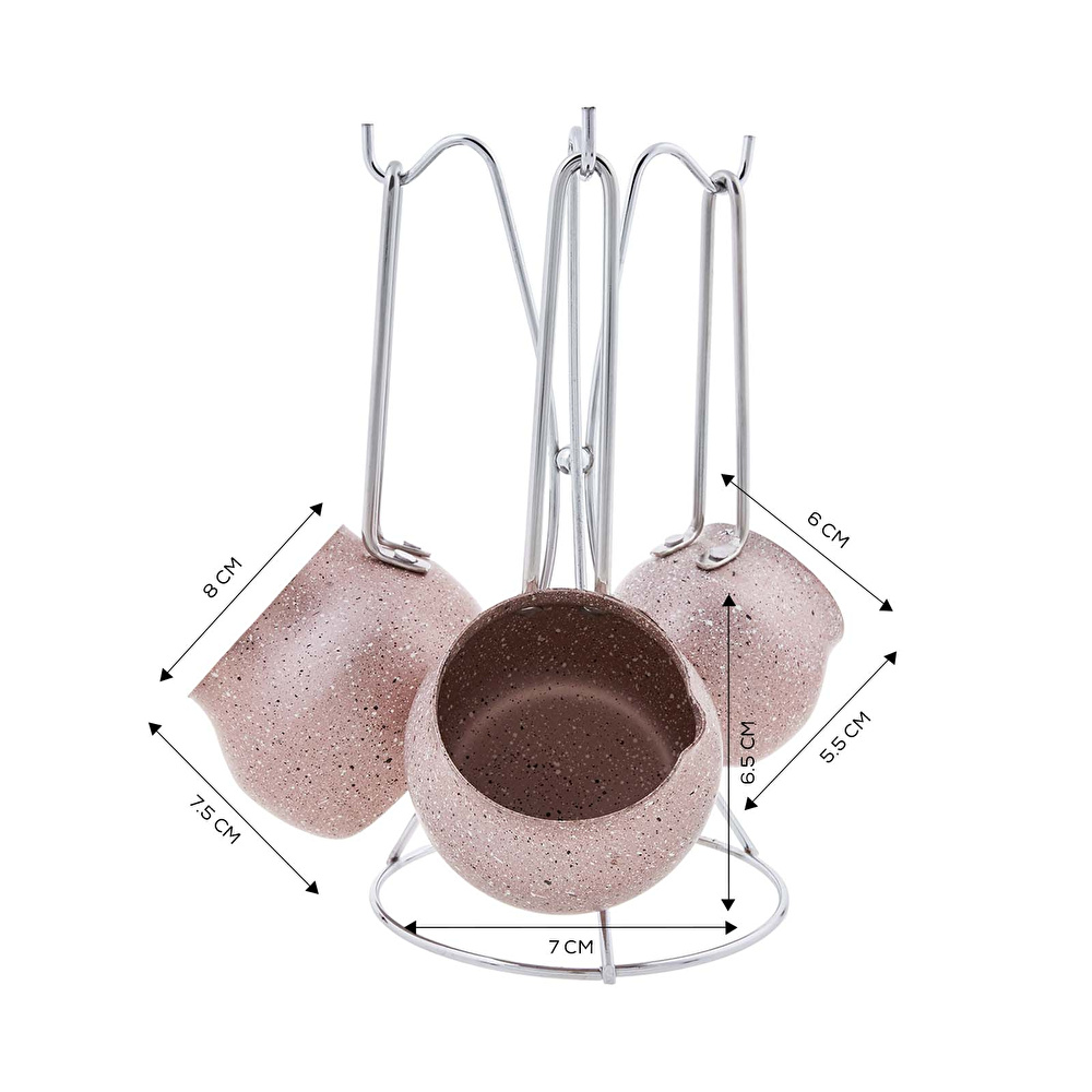 KARACA BİOGRANİT STEEL PLUS CEZVE TAKIMI ROSE görseli 3
