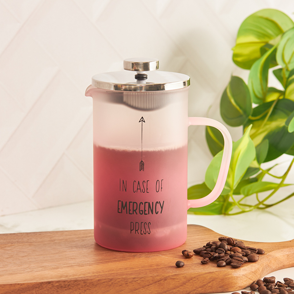 Karaca Emergency Borosilikat Cam French Press 600 ml Pembe görseli 1