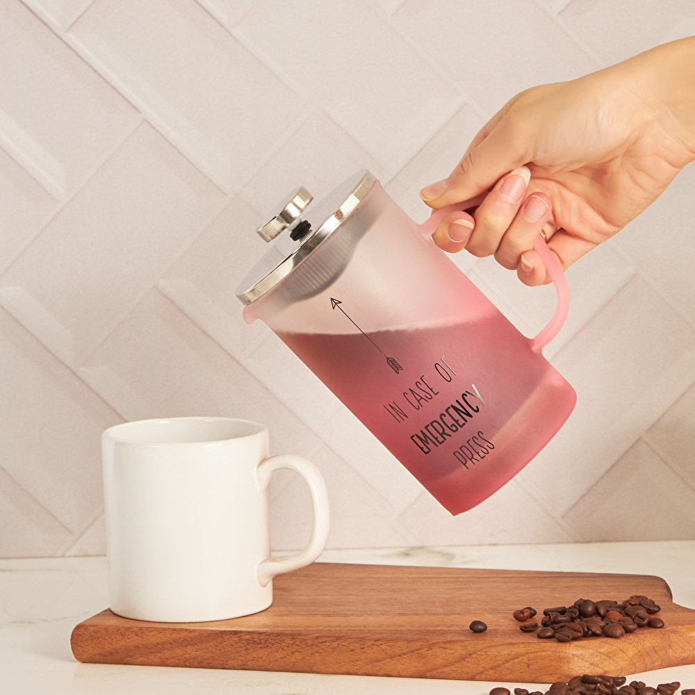 Karaca Emergency Borosilikat Cam French Press 600 ml Pembe görseli 2