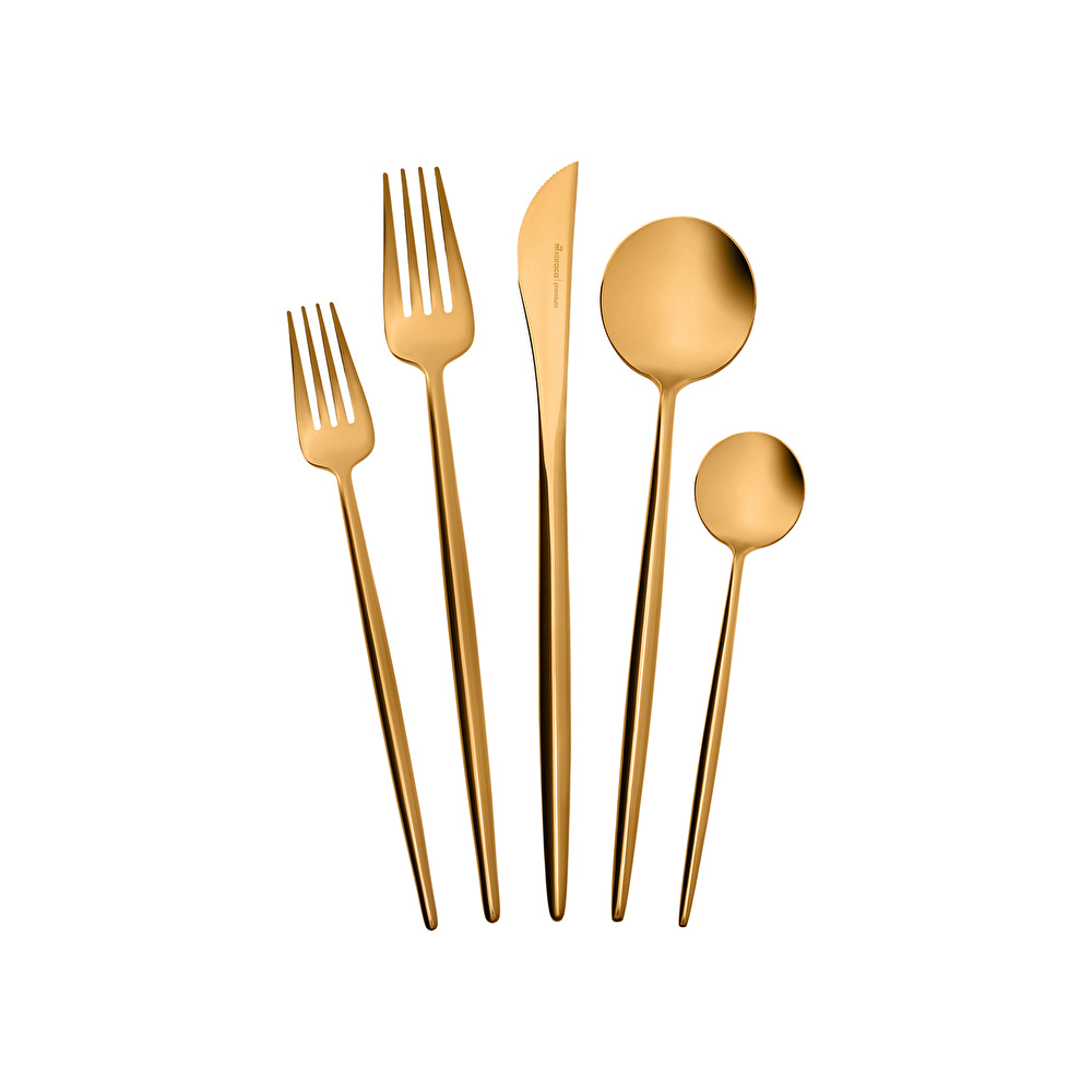 Karaca Jupiter 60 Parça 12 Kişilik Çatal Kaşık Bıçak Takımı Matte Gold  görseli 5