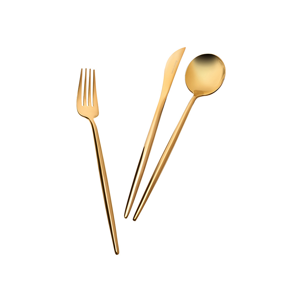 Karaca Jupiter 60 Parça 12 Kişilik Çatal Kaşık Bıçak Takımı Matte Gold  görseli 6