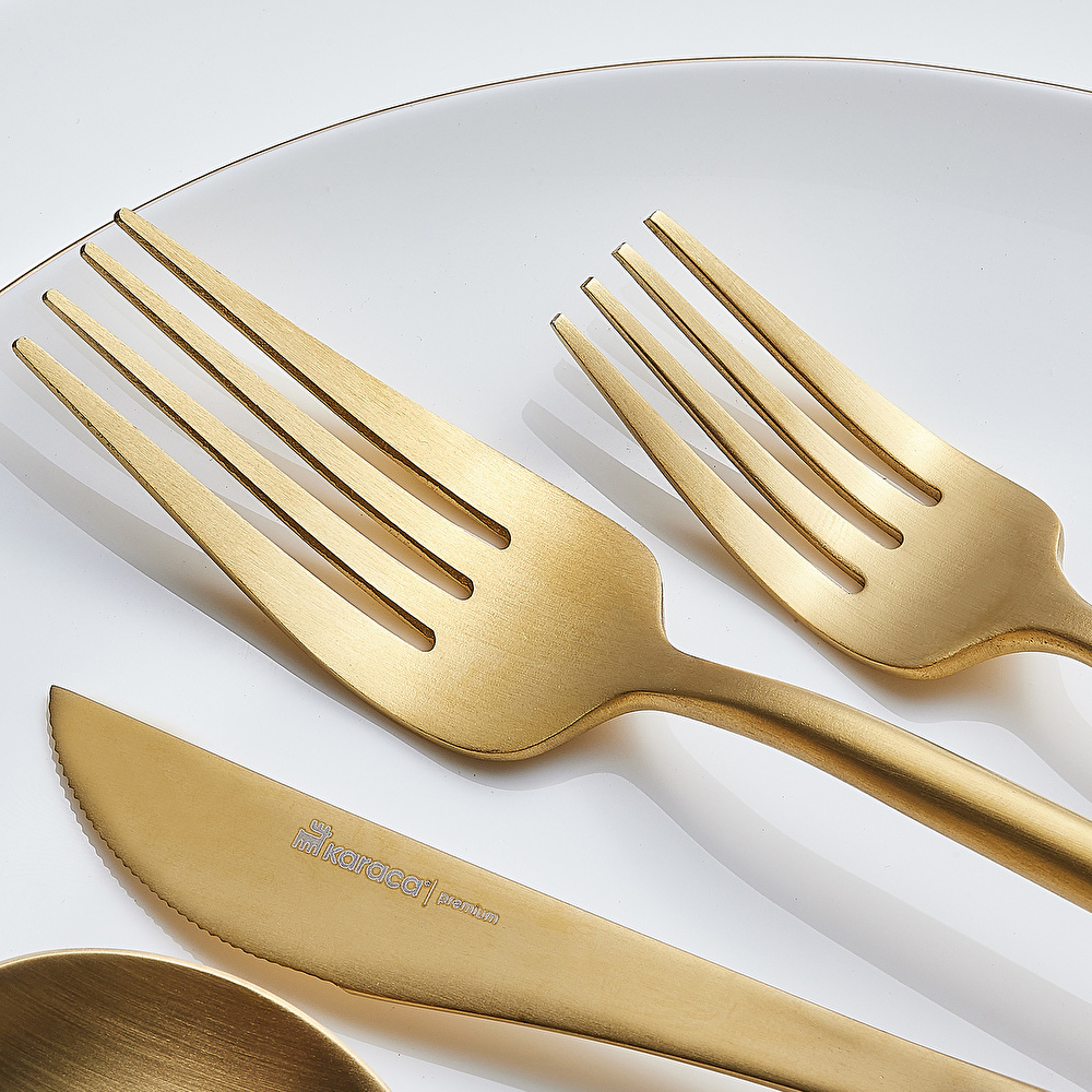 Karaca Jupiter 60 Parça 12 Kişilik Çatal Kaşık Bıçak Takımı Matte Gold  görseli 4