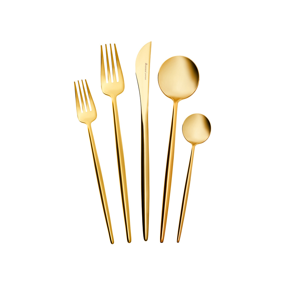 Karaca Jupiter Shiny Gold 60 Parça 12 Kişilik Kutulu Çatal Kaşık Bıçak Takımı görseli 2