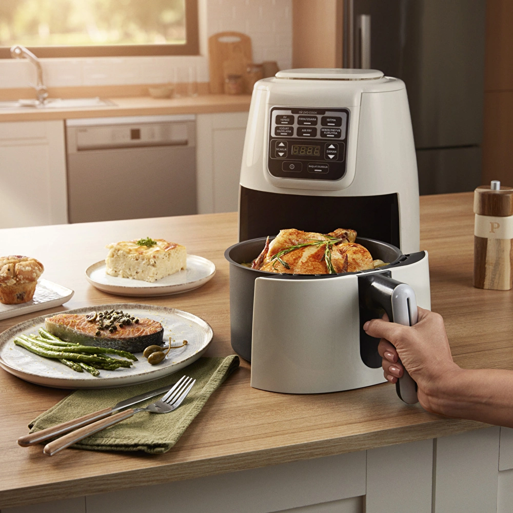 Karaca Air Pro Cook XL 2 in 1 Konuşan Airfryer Rosegold 4L görseli 8
