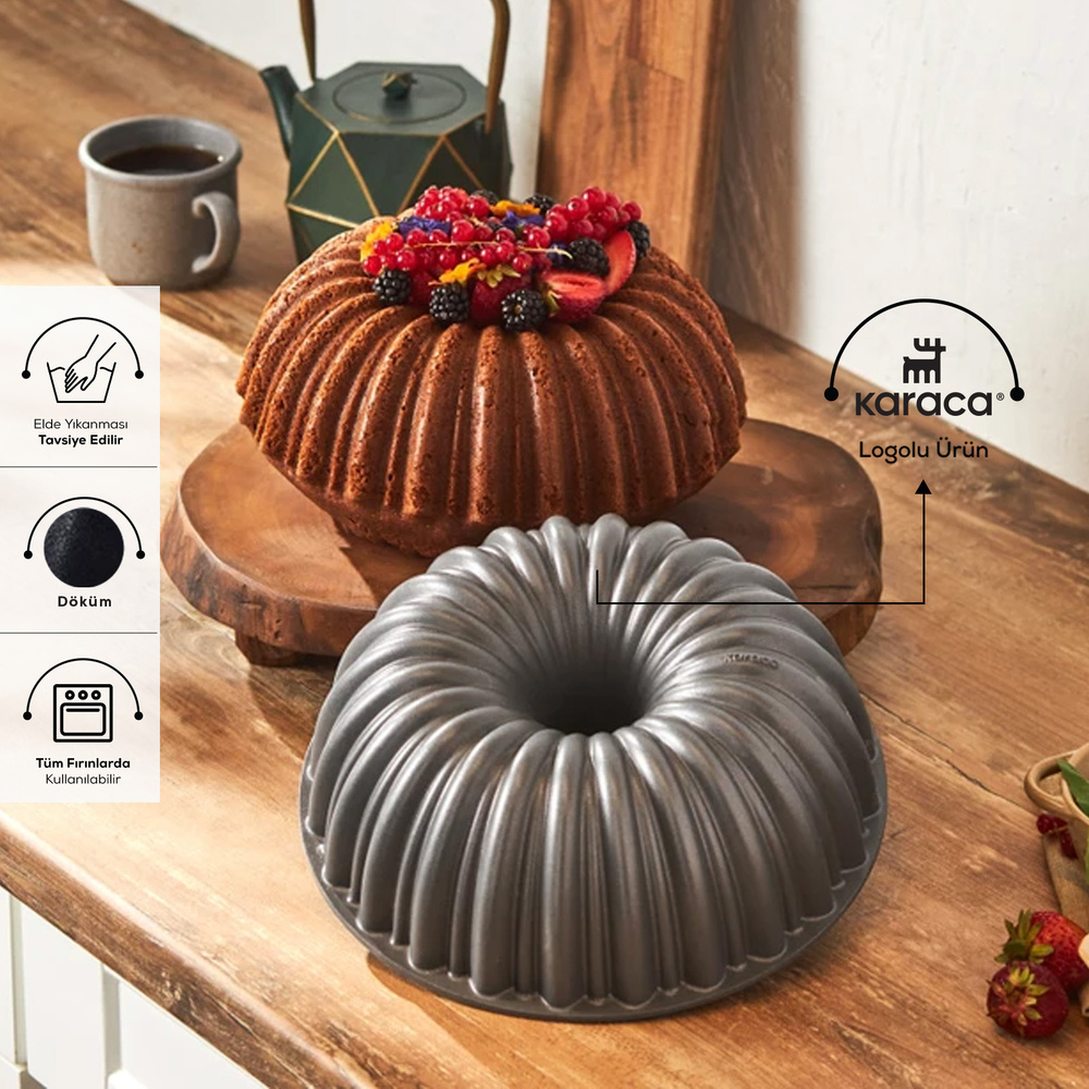 Karaca Cake Pro Dilimli Antrasit Döküm Kek Kalıbı görseli 3