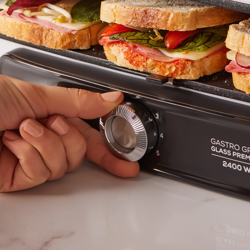 Karaca Gastro Grill Glass Premium 2400W Tost ve Izgara Makinesi Beyaz görseli 6