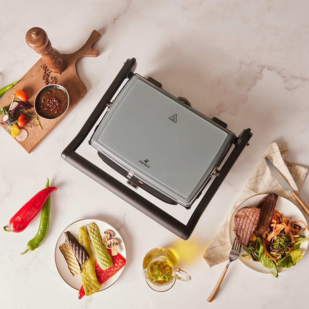 Karaca Gastro Grill Glass Premium 2400W Döküm Tost ve Izgara Makinesi Antrasit görseli 9