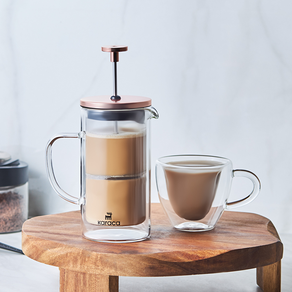 Karaca Pia Çift Cidarlı Borosilikat Cam French Press 350 ml Bronze  görseli 2