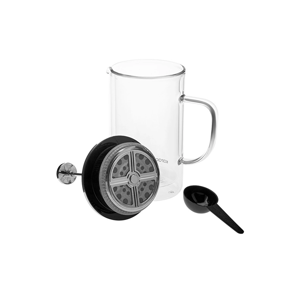 Karaca Pia Çift Cidarlı Borosilikat Cam French Press 600 ml Metalik  görseli 6