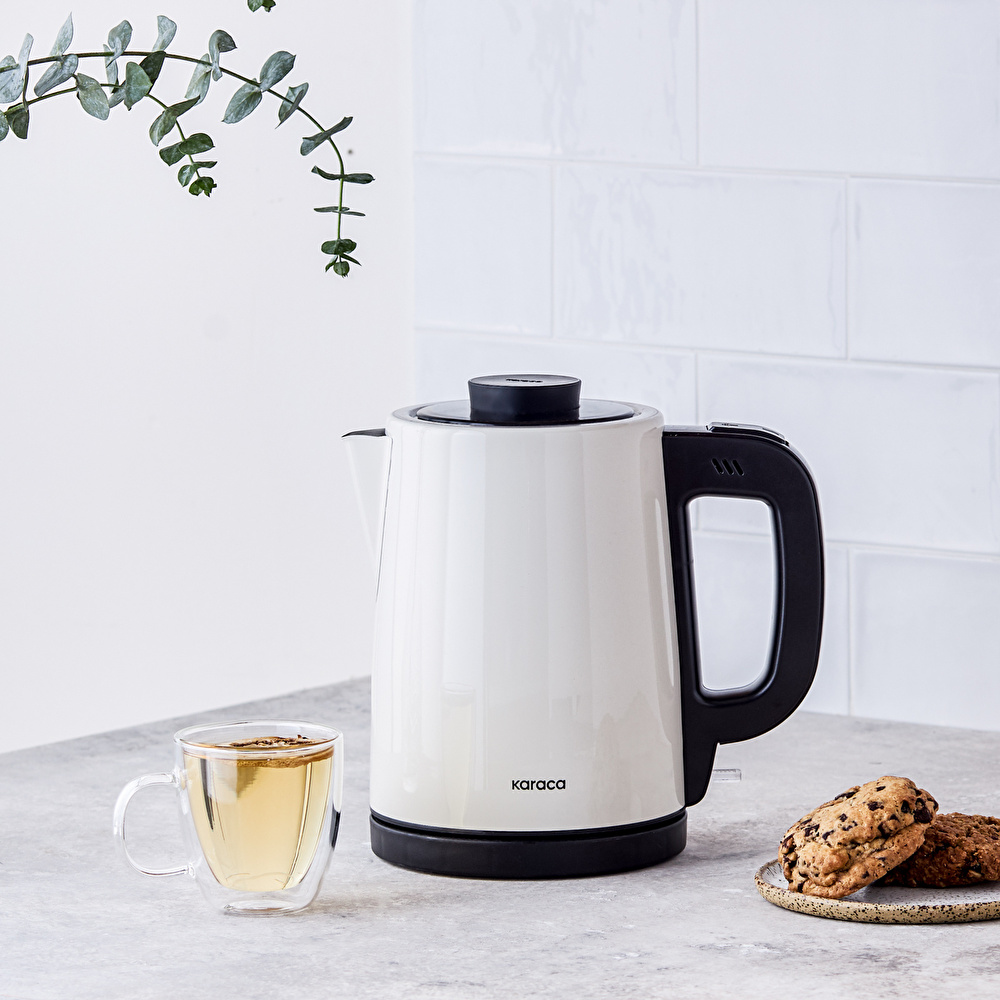 Karaca Tea Break 2 in 1 Çelik Su Isıtıcı Çay Makinesi Krem Inox görseli 3