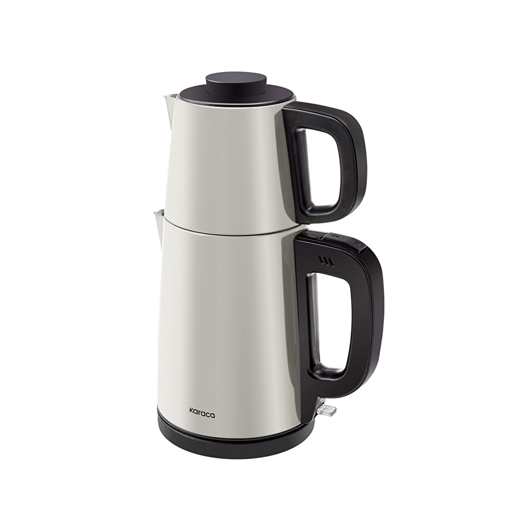 Karaca Tea Break 2 in 1 Çelik Su Isıtıcı Çay Makinesi Krem Inox görseli 4