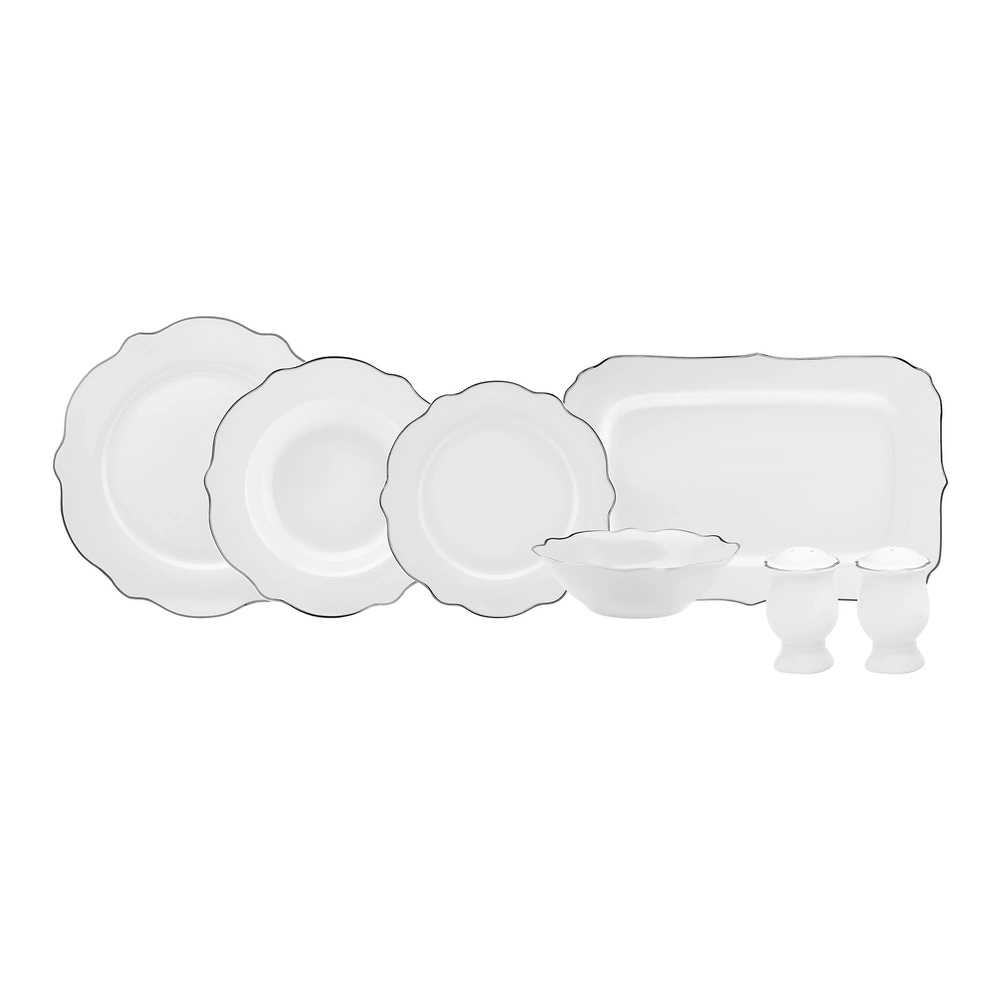 Karaca Daisy Wave Shape Kayıklı Porselen 27 Parça 6 Kişilik Yemek Takımı Platinium  görseli 11