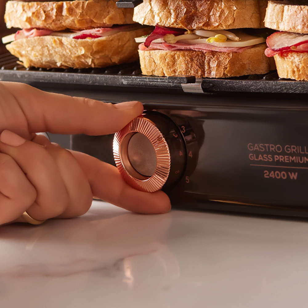 Karaca Gastro Grill Glass Premium 2400W Tost ve Izgara Makinesi Mat Siyah görseli 5