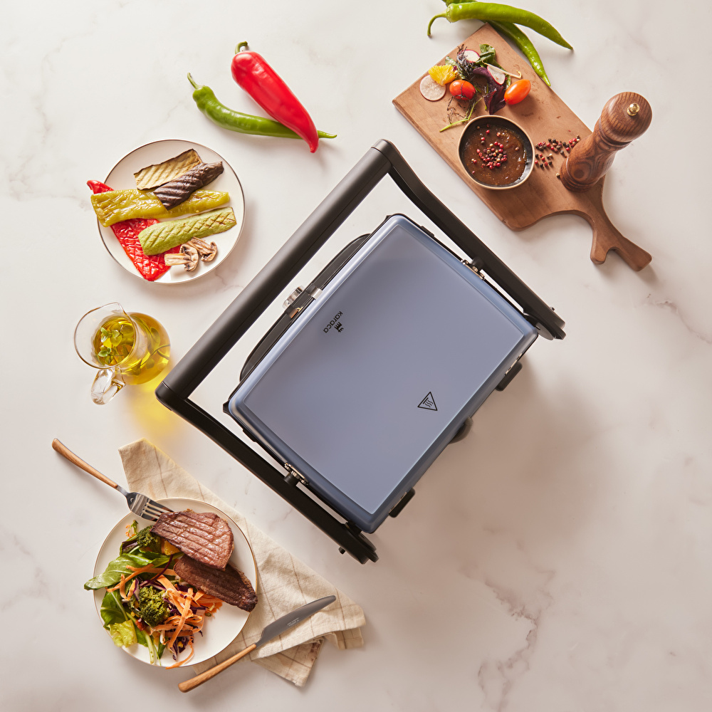 Karaca Gastro Grill Glass Premium 6 Dilim Kapasiteli Döküm Tost ve Izgara Makinesi Ocean Wave 2400W  görseli 6