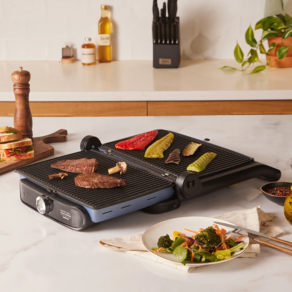 Karaca Gastro Grill Glass Premium 6 Dilim Kapasiteli Döküm Tost ve Izgara Makinesi Ocean Wave 2400W  görseli 5