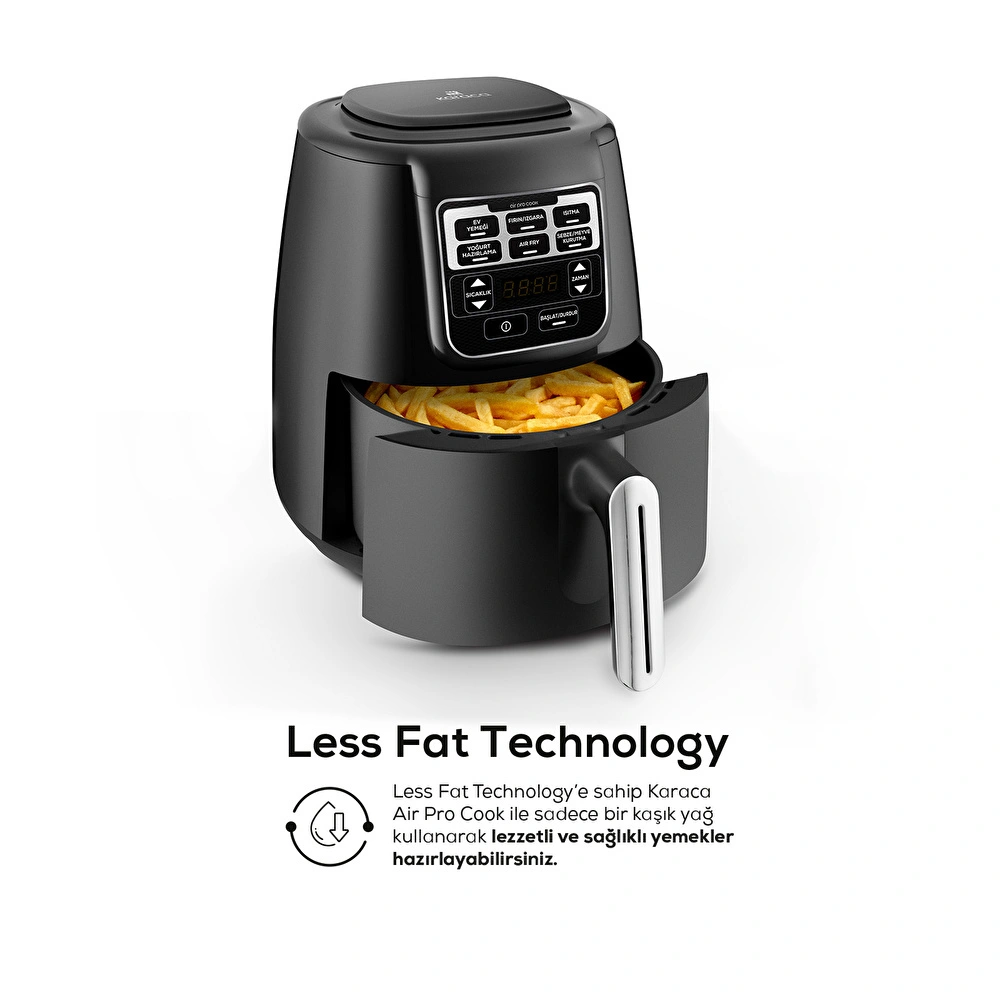 Karaca Air Pro Cook XL 2 in 1 Konuşan Airfryer Black Chrome 4L görseli 4