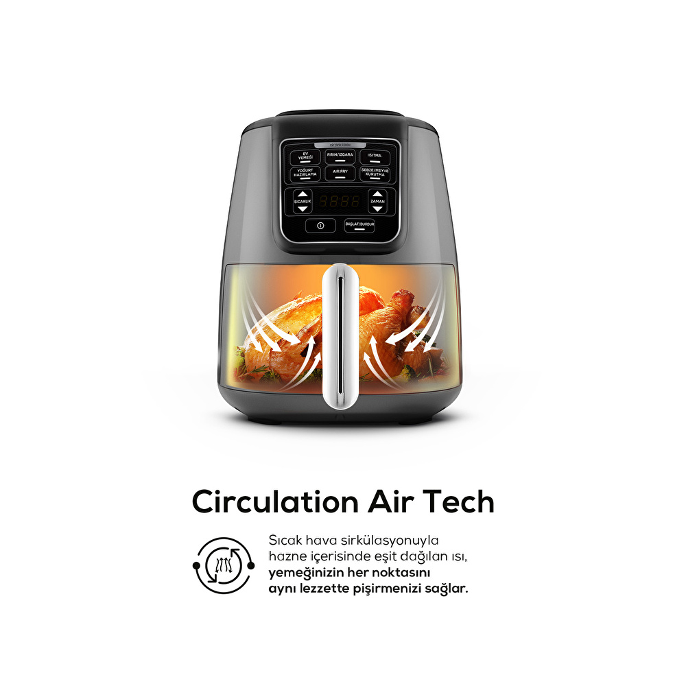 Karaca Air Pro Cook XL 2 in 1 Konuşan Airfryer Space Gray 4 Kişilik görseli 2