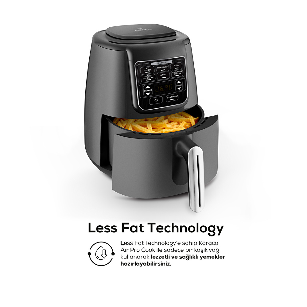 Karaca Air Pro Cook XL 2 in 1 Konuşan Airfryer Space Gray 4 Kişilik görseli 3