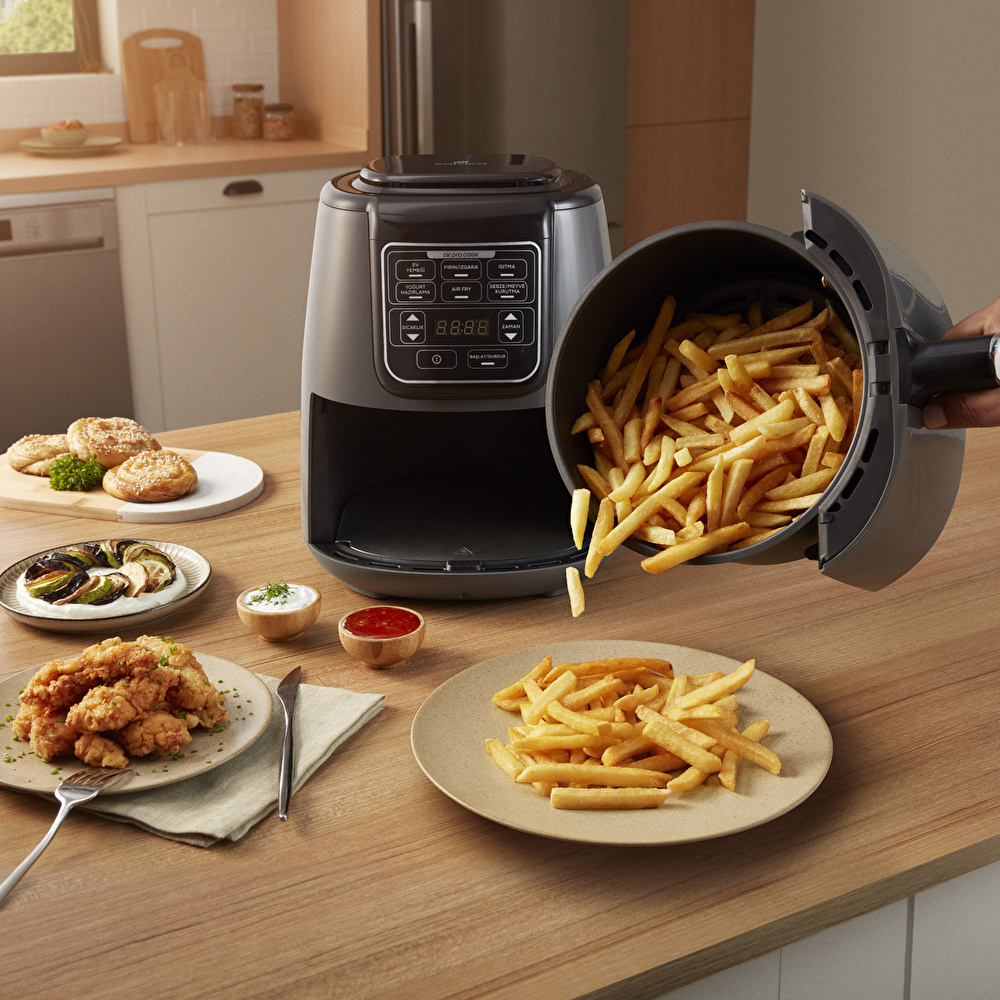 Karaca Air Pro Cook XL 2 in 1 Konuşan Airfryer Space Gray 4 Kişilik görseli 7