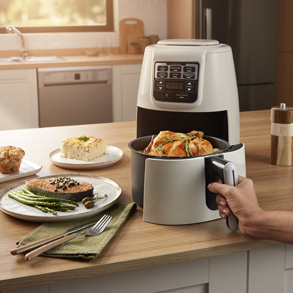 Karaca Air Pro Cook XL 2 in 1 Konuşan Airfryer Space Gray 4 Kişilik görseli 8