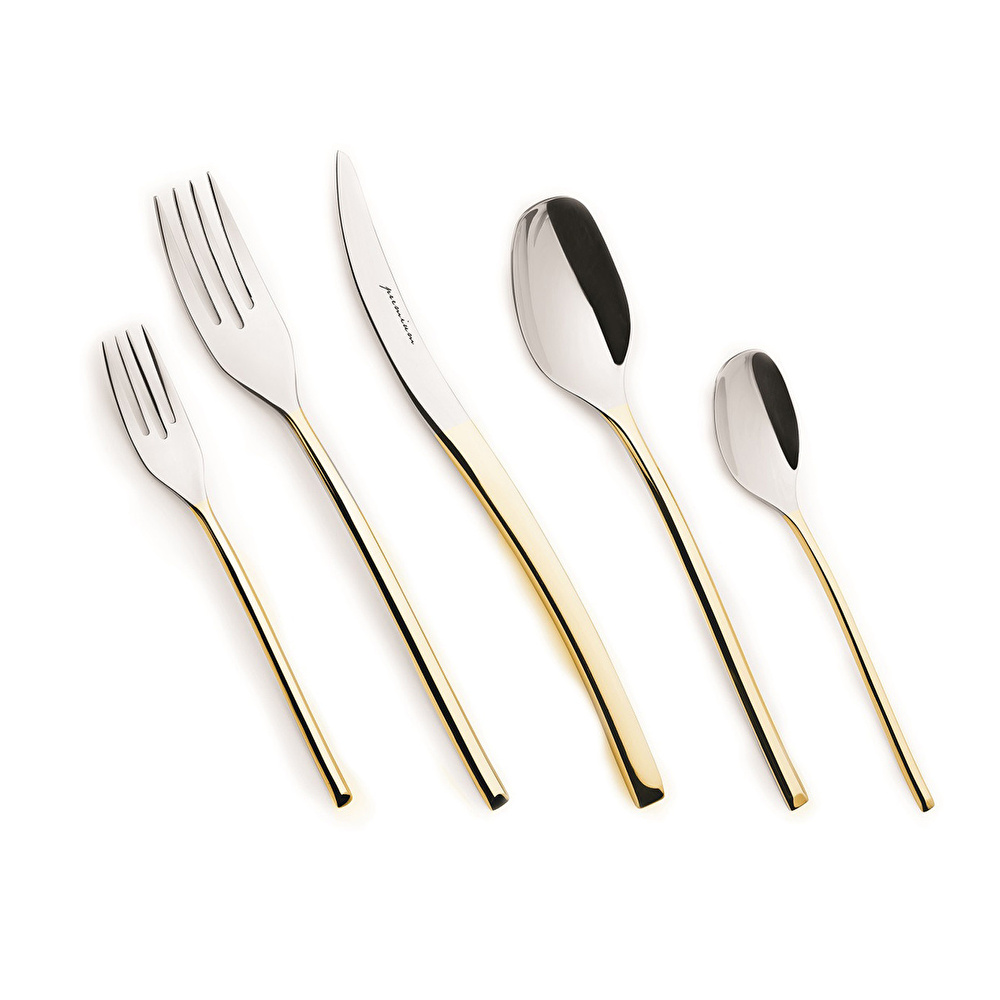 Karaca Dora 316+ Çelik 84 Parça 12 Kişilik Premium Gold Çatal Kaşık Bıçak Seti Kutulu görseli 3