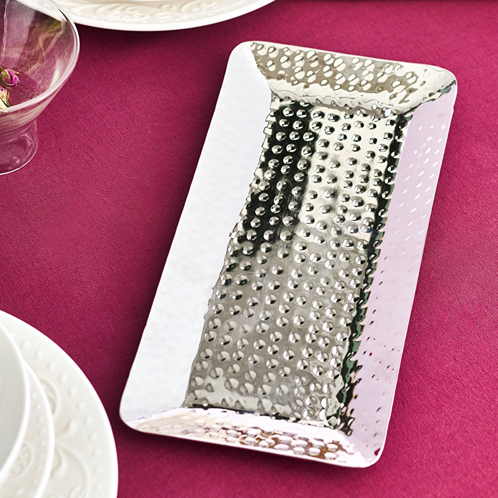 Karaca Home Loren Dekoratif Tepsi 33x15 cm Gümüş görseli 5