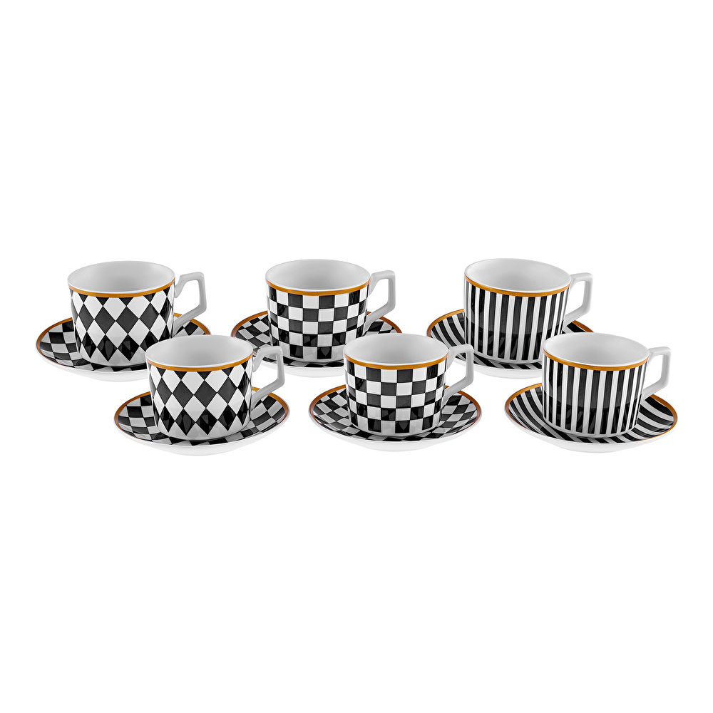 Karaca Chekers 6 Kişilik Çay Fincan Takımı 220 ml görseli 1