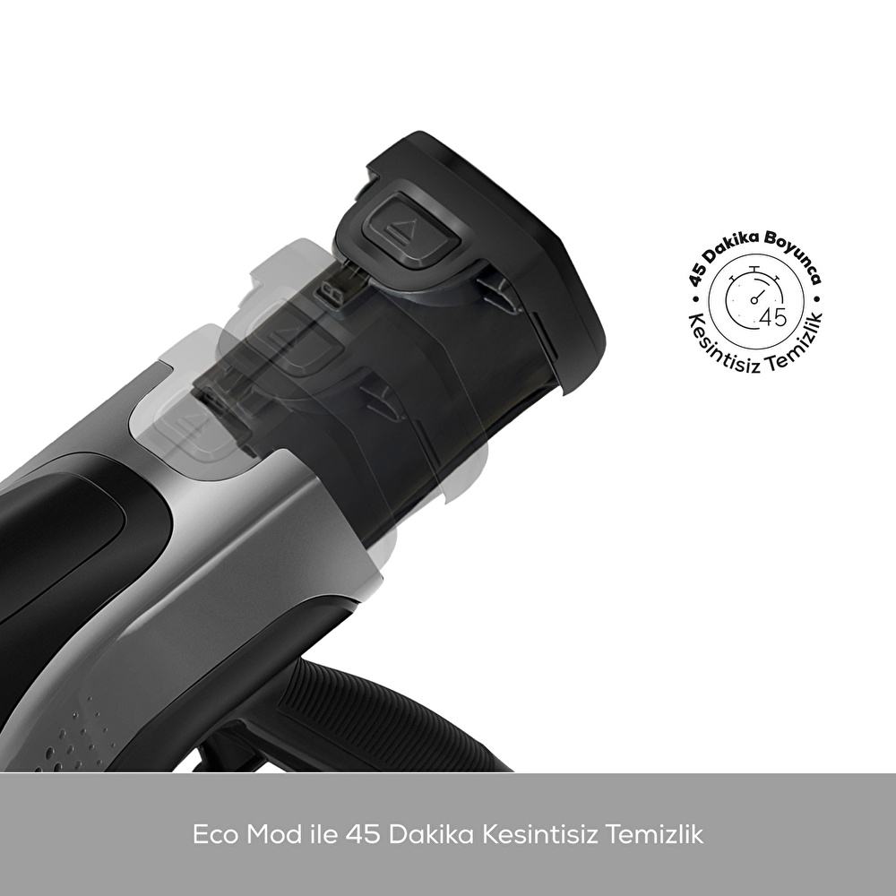Karaca Vantuz Power Force Max 2 in 1 Şarj Edilebilir Dikey Süpürge Silver görseli 9