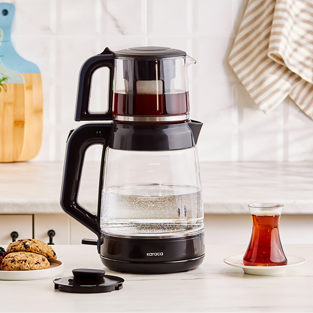 Karaca Glass Tea XL 2in1 Cam Çay Makinesi ve Kettle Ocean Wave görseli 5