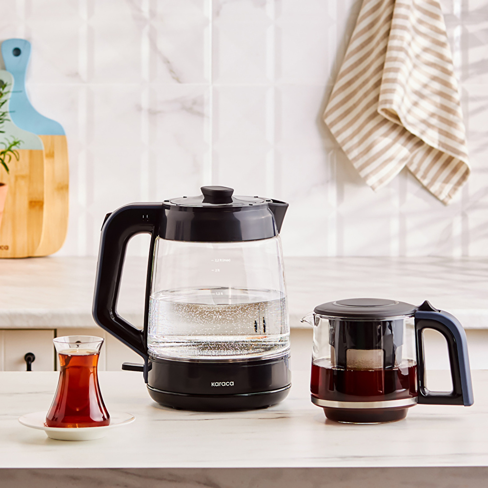 Karaca Glass Tea XL 2in1 Cam Çay Makinesi ve Kettle Ocean Wave görseli 6