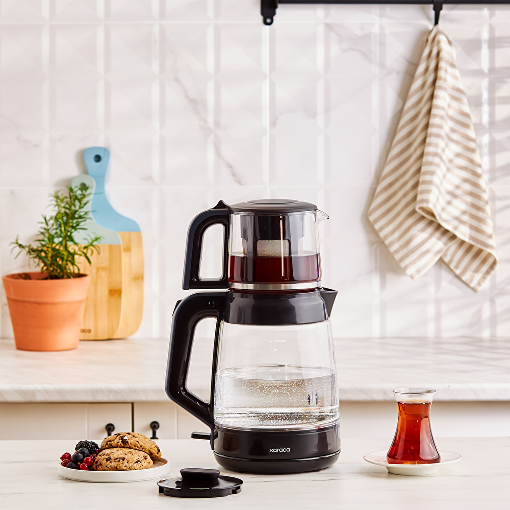 Karaca Glass Tea XL 2in1 Cam Çay Makinesi ve Kettle Ocean Wave görseli 7