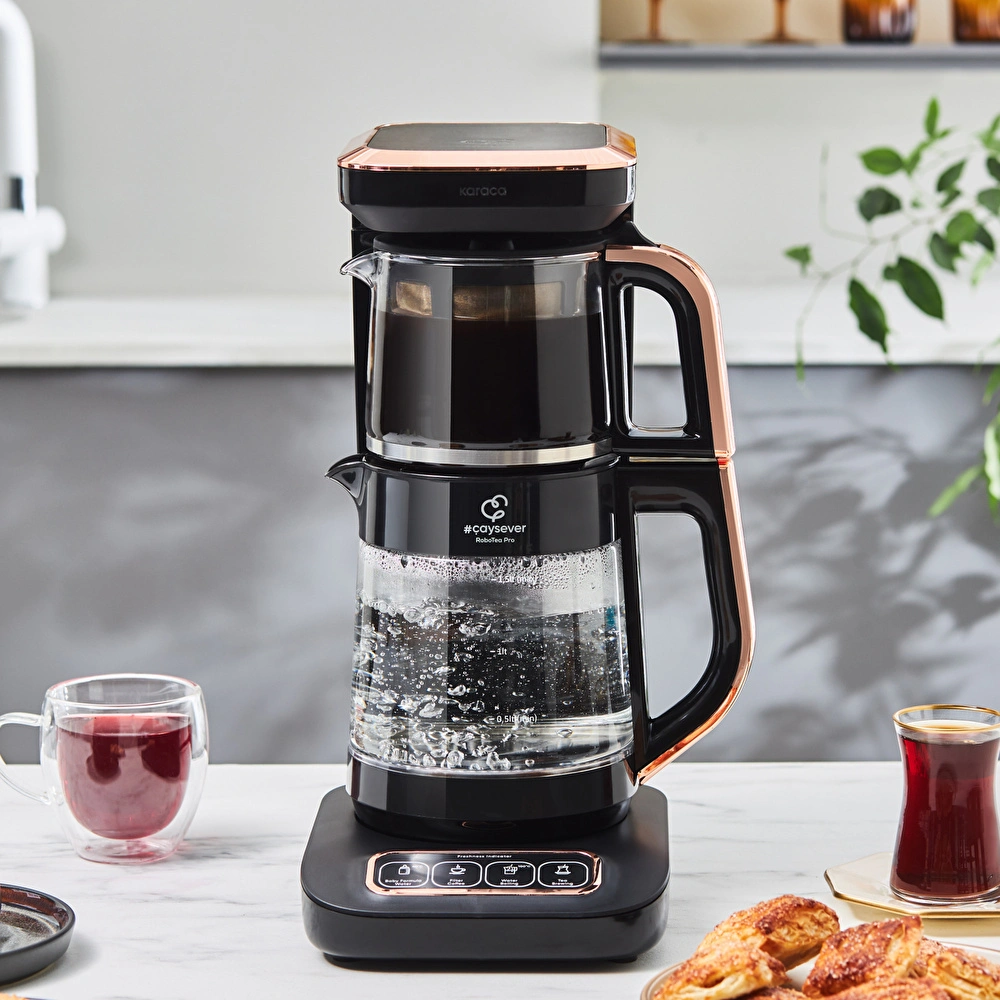 Karaca Çaysever Robotea Pro 4 in 1 Konuşan Cam Çay Makinesi Black