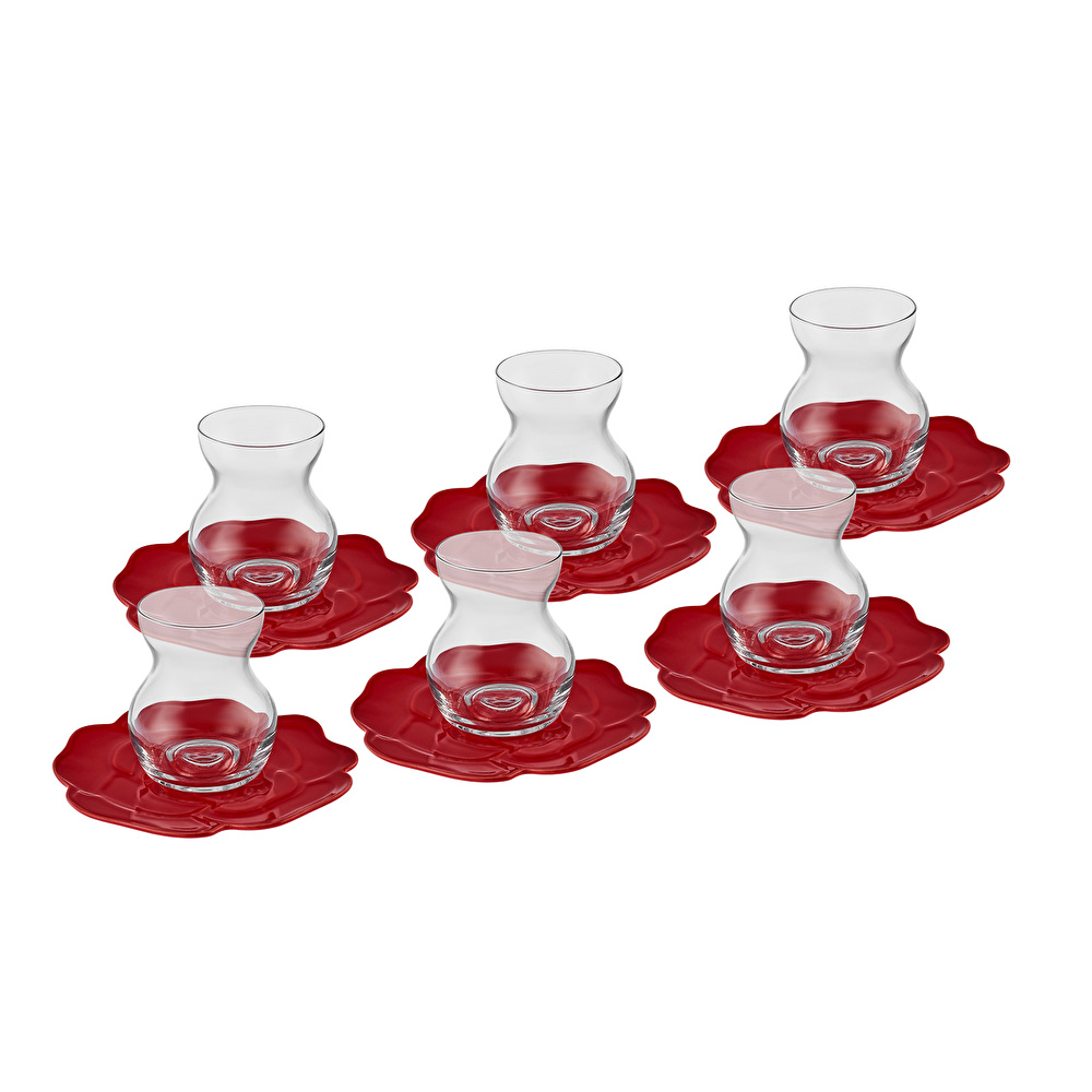 Karaca Flower 6 Kişilik Cam Çay Seti 160 ml görseli 2