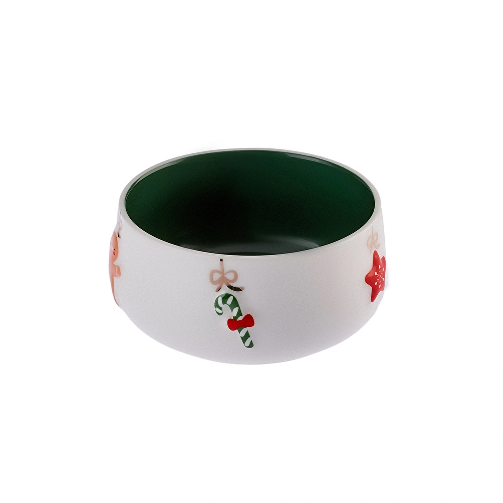 Karaca New Year Yılbaşı 24 Rölyefli Çerezlik 11 cm 400 ml Yeşil görseli 1