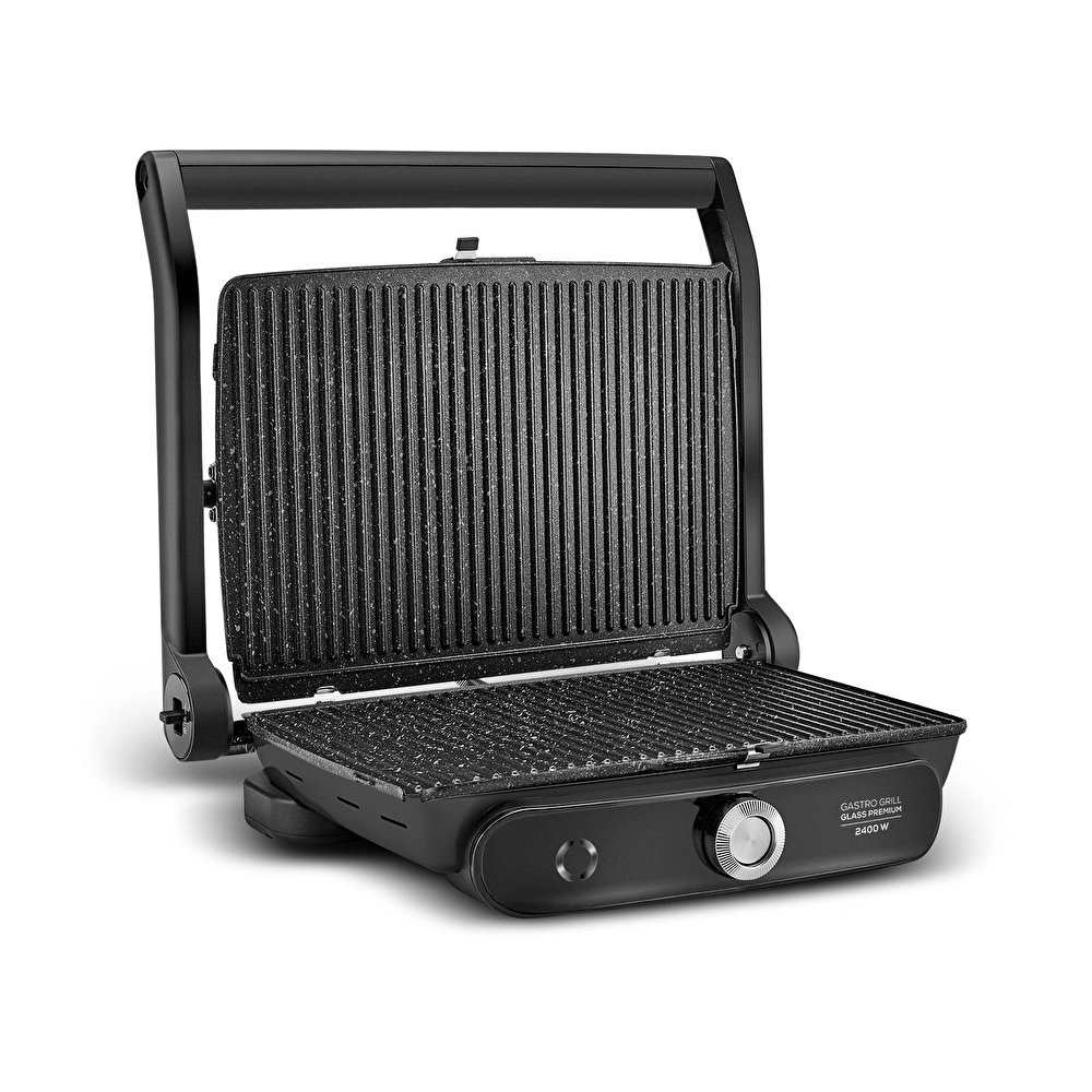 Karaca Gastro Grill Glass Premium 6 Dilim Kapasiteli Döküm Tost Makinesi Black Chrome 2400W  görseli 2