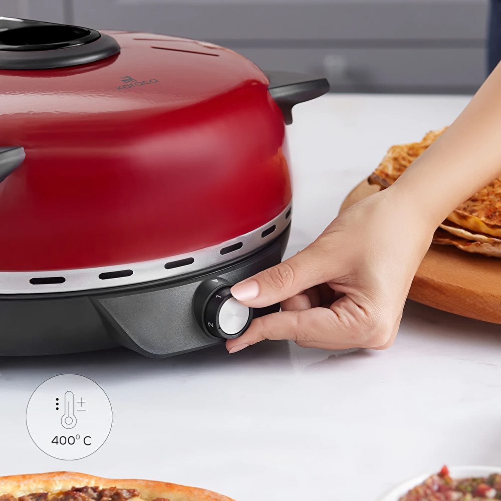 Karaca Gastro 10 in 1 Pizza Lahmacun ve Tandır Ekmeği Makinesi Biodiamond Imperaial Red  görseli 9