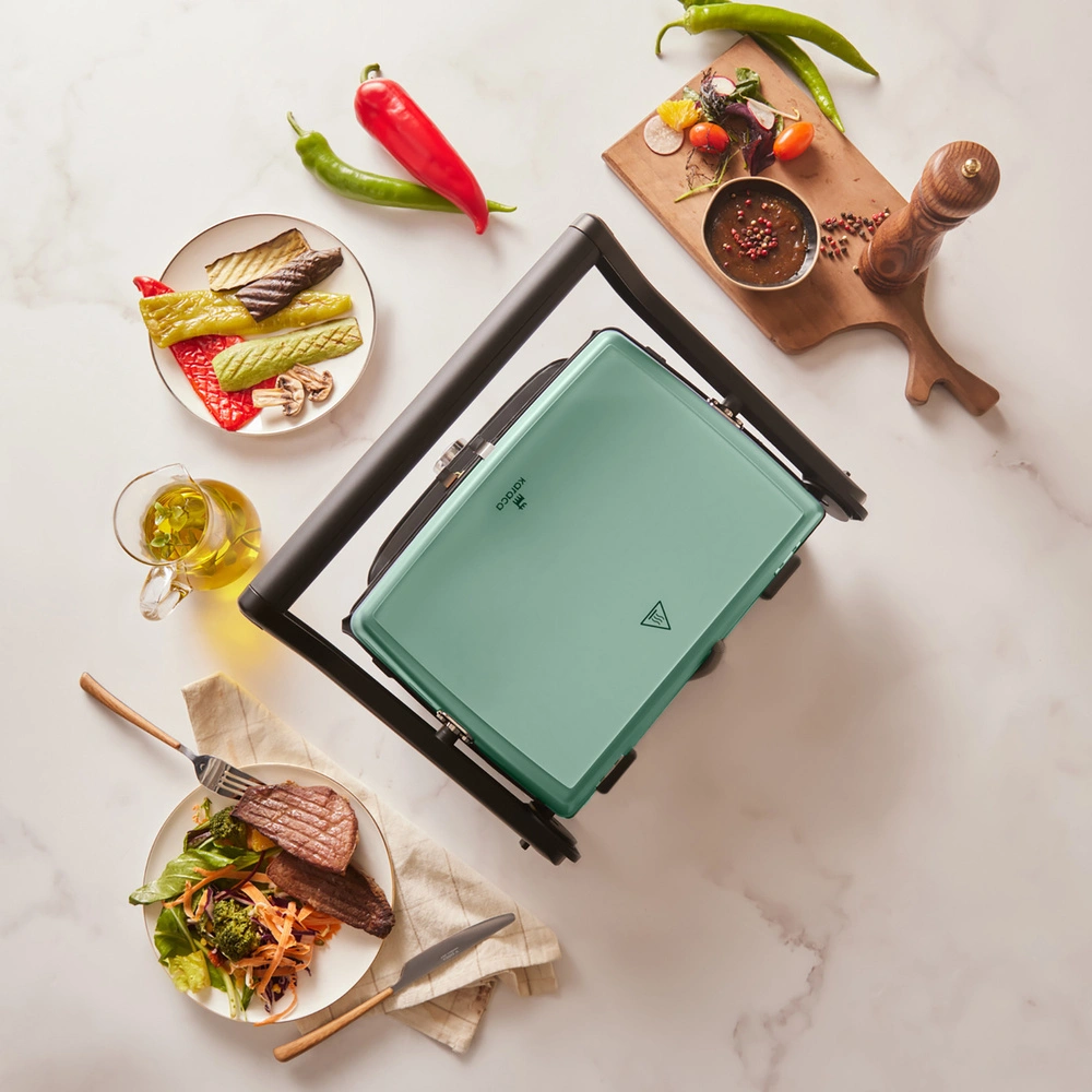 Karaca Gastro Grill Glass Premium 2400W Döküm Tost ve Izgara Makinesi Blue Mist 6 Dilim Kapasiteli görseli 6