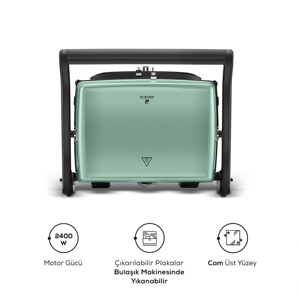 Karaca Gastro Grill Glass Premium 2400W Döküm Tost ve Izgara Makinesi Blue Mist 6 Dilim Kapasiteli görseli 8