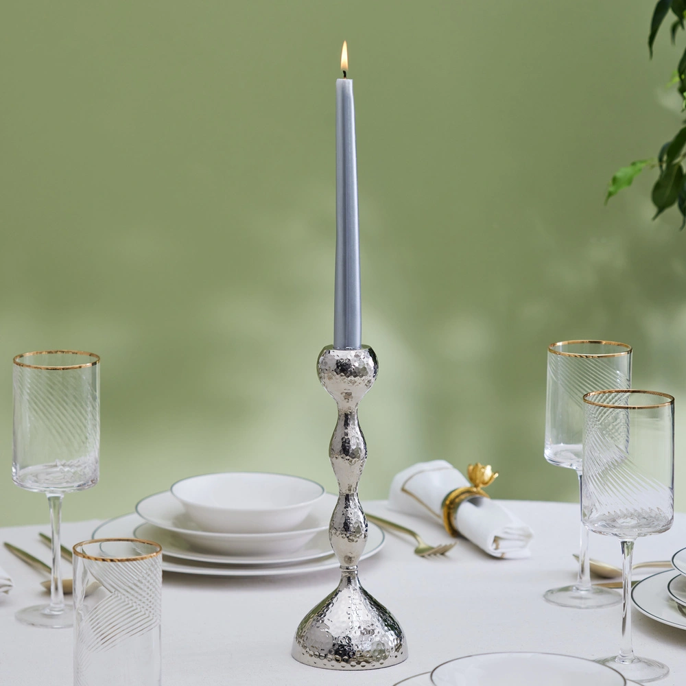 Karaca Home Arlen Tekli Şamdan Silver 26 cm görseli 1