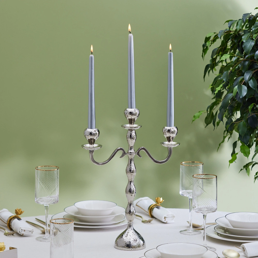 Karaca Home Arlen 3'lü Şamdan Silver 38x29 cm görseli 1