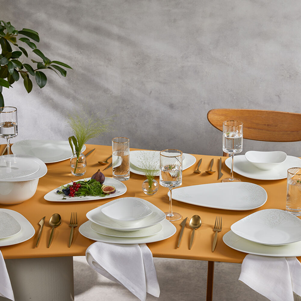 Karaca Fine Pearl Extra 50. Yıl İmza Koleksiyonu Helen 62 Parça 12 Kişilik İnci Yemek Takımı thumbnail 4